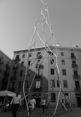 This sculpture in Plaça de Sant Miguel is a tribute to "human castle" climbers.